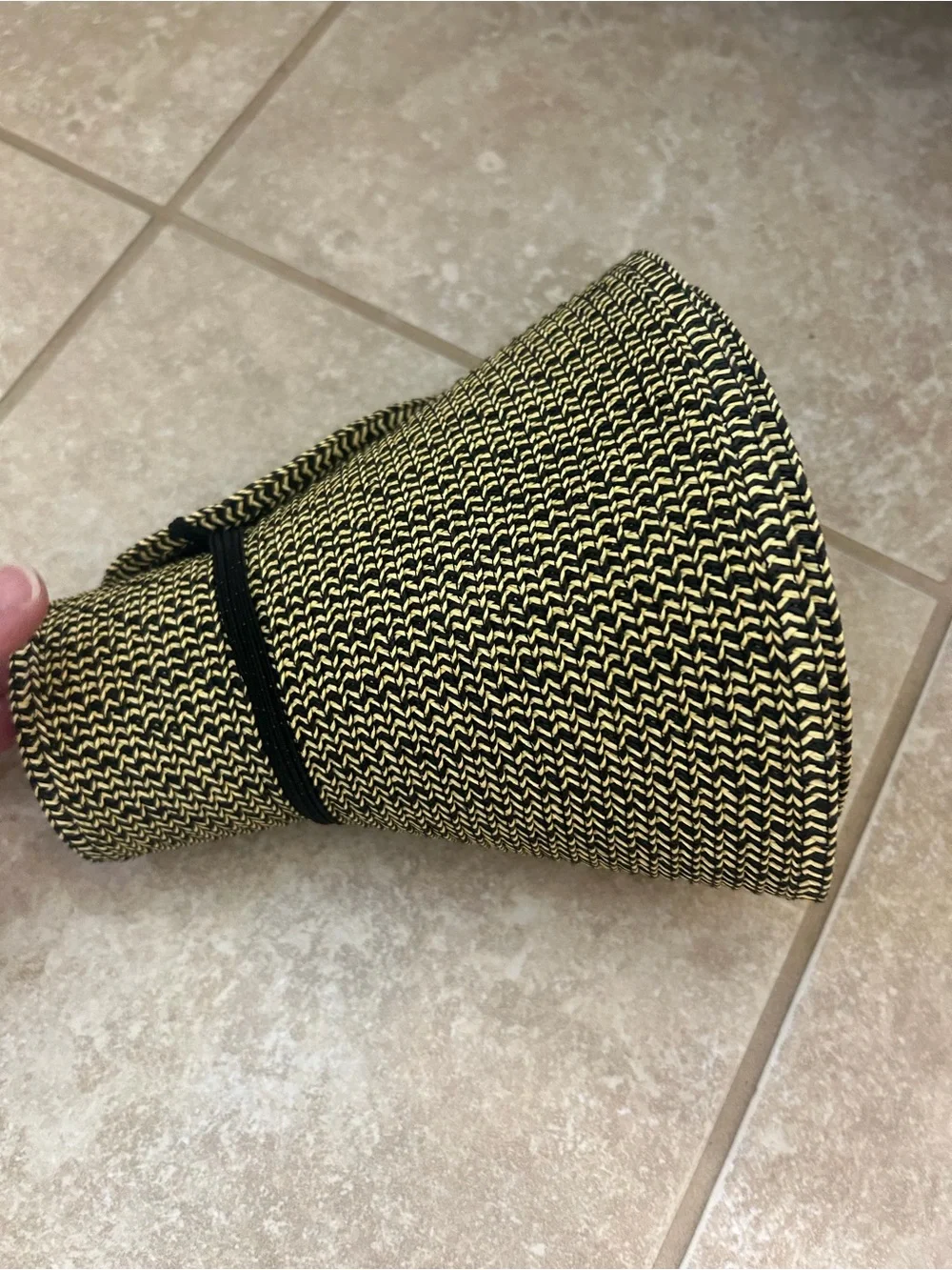 Black & Natural Straw Visor - adjustable and packable!